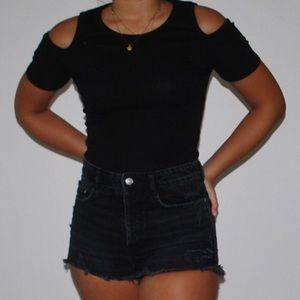 Cotton On Ribbed Black Shoulder-less Tank Top